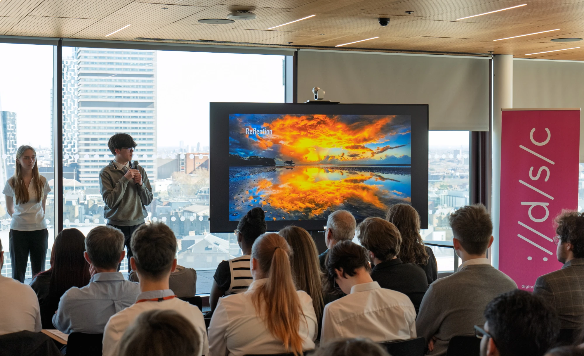 Julia Von Klonowski talking to students
